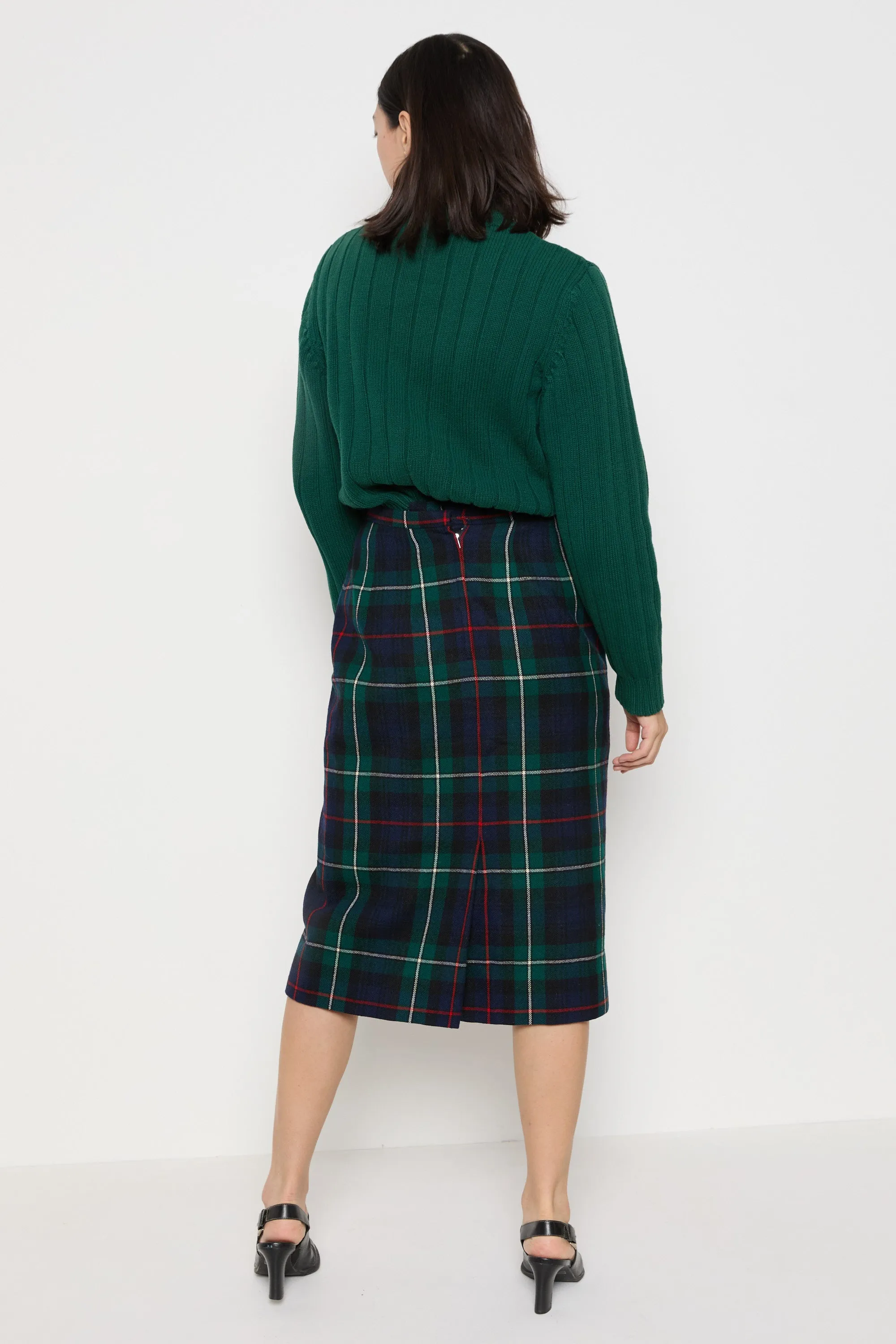 90s Hunter Green Ribbed Turtleneck L
