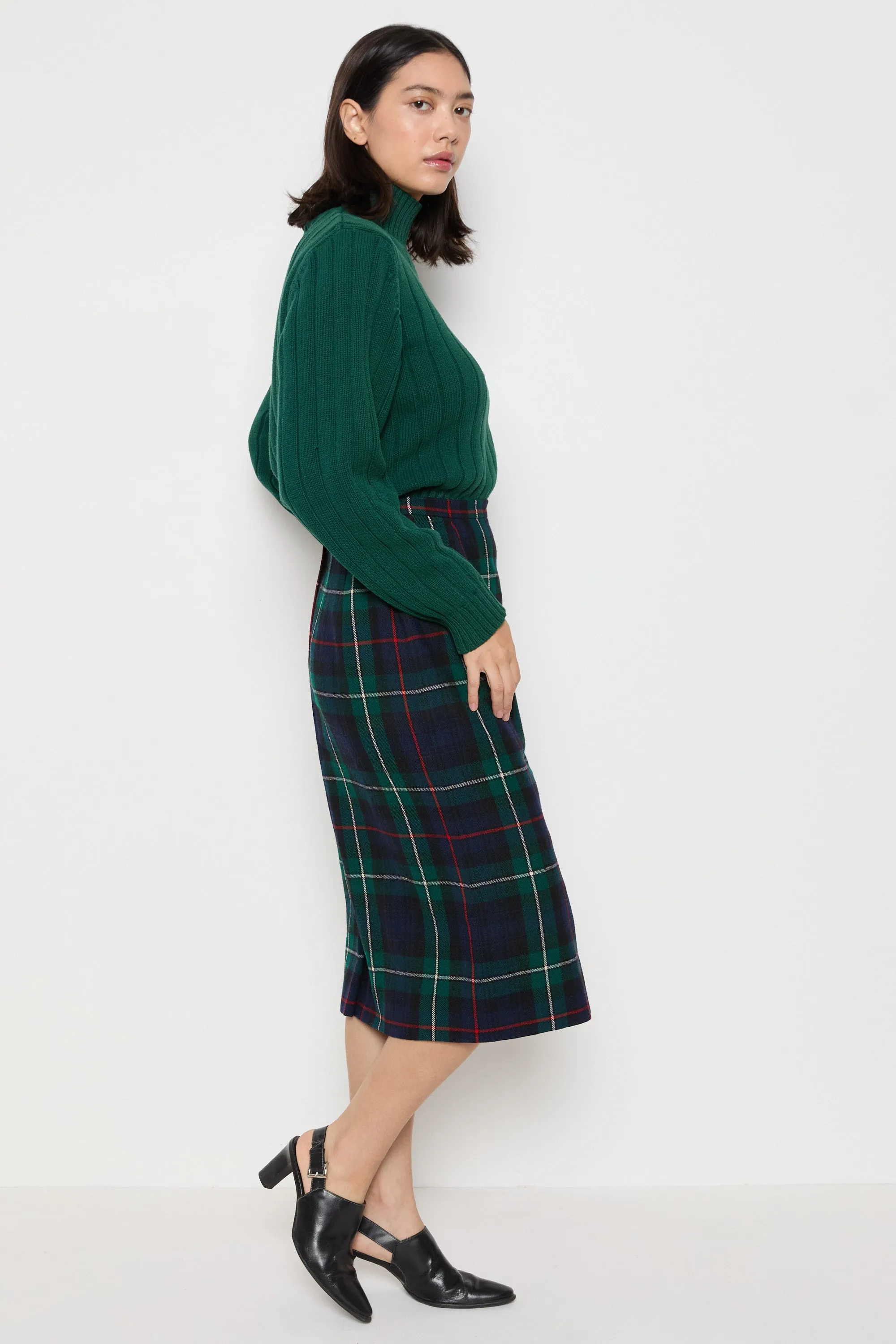 90s Hunter Green Ribbed Turtleneck L