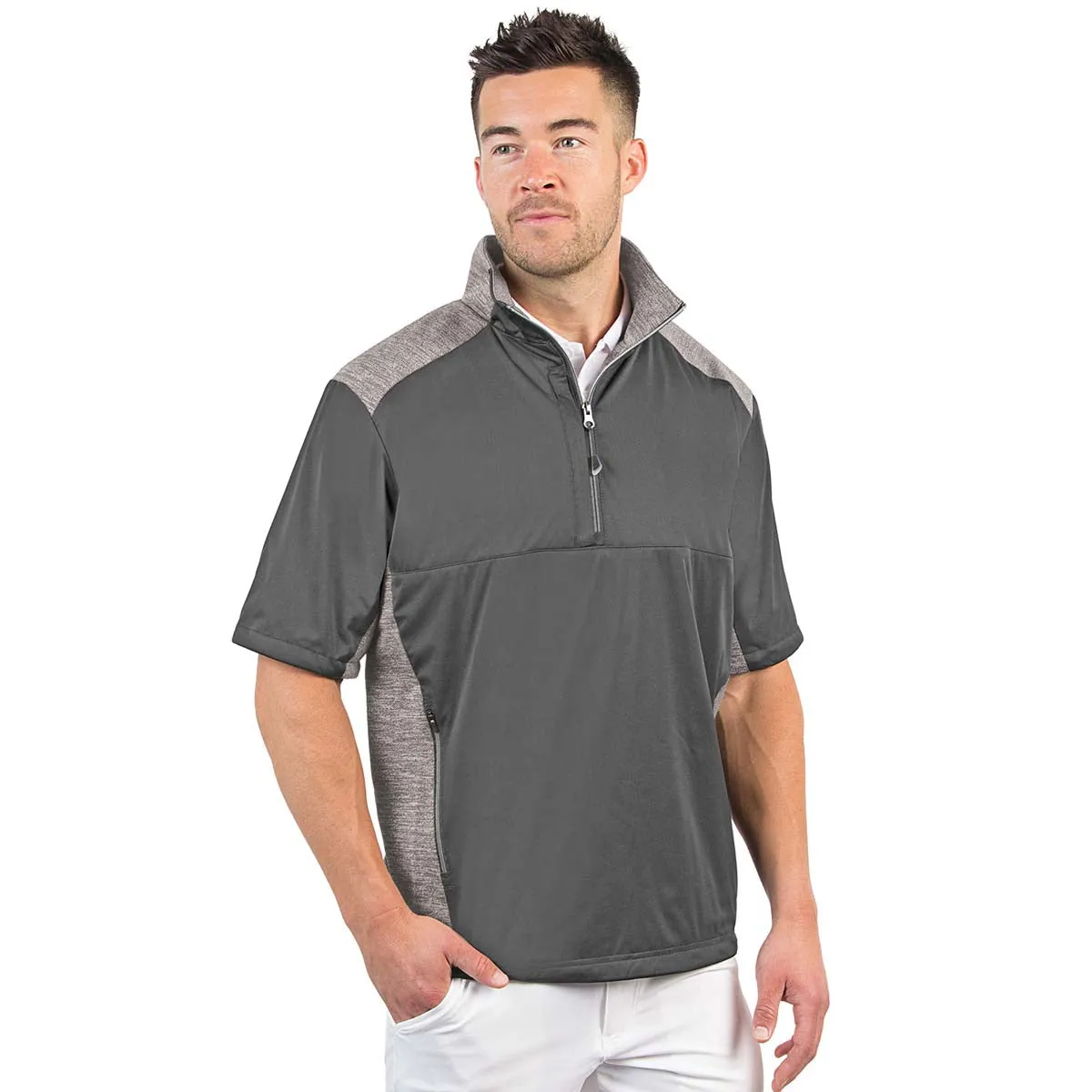 Antigua Men's Bedrock/Light Grey Heather Barrier Quarter Zip