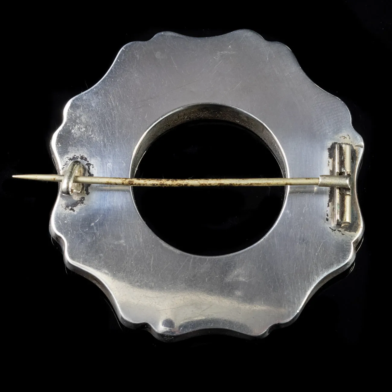 Antique Victorian Sterling Silver Scottish Agate Brooch 1860