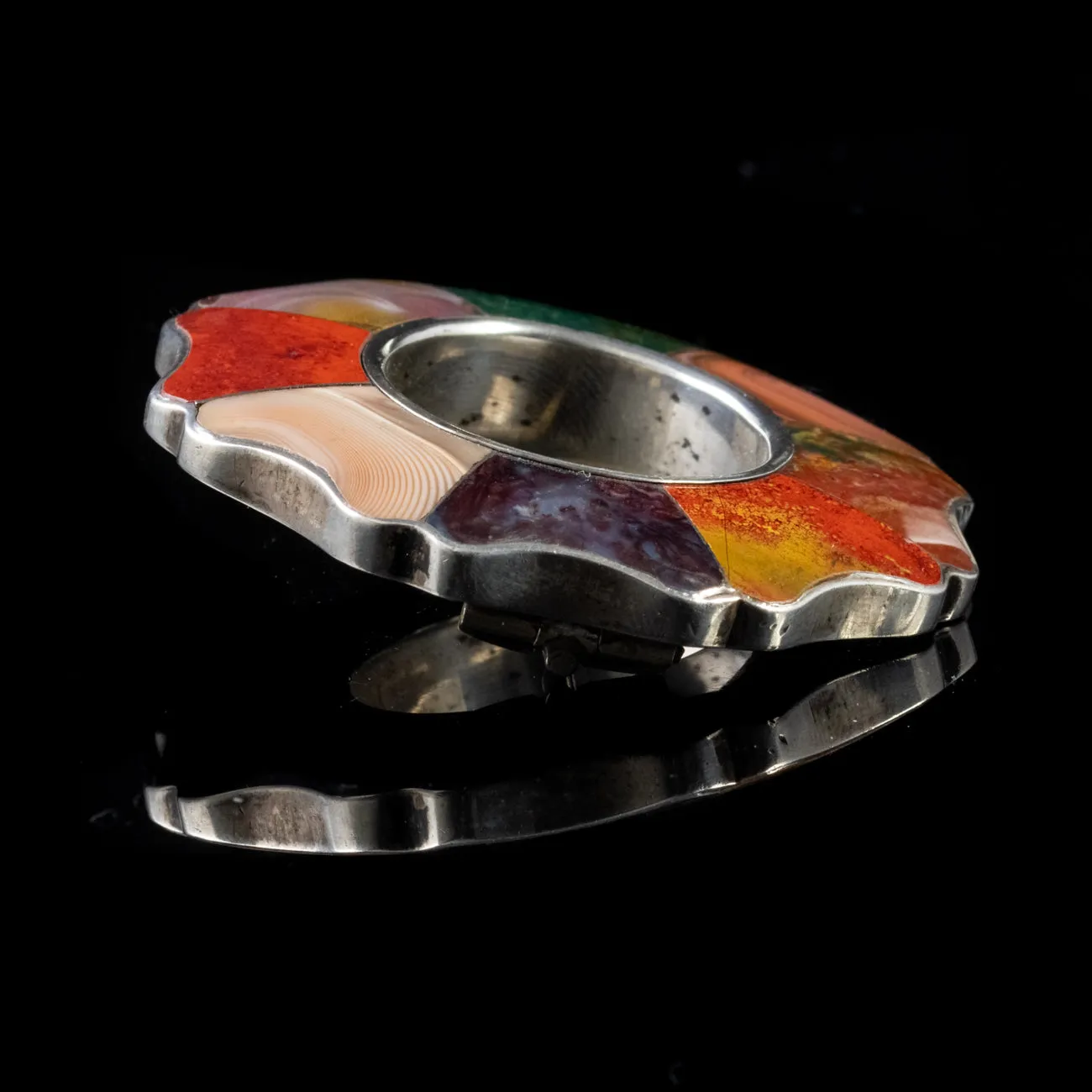 Antique Victorian Sterling Silver Scottish Agate Brooch 1860