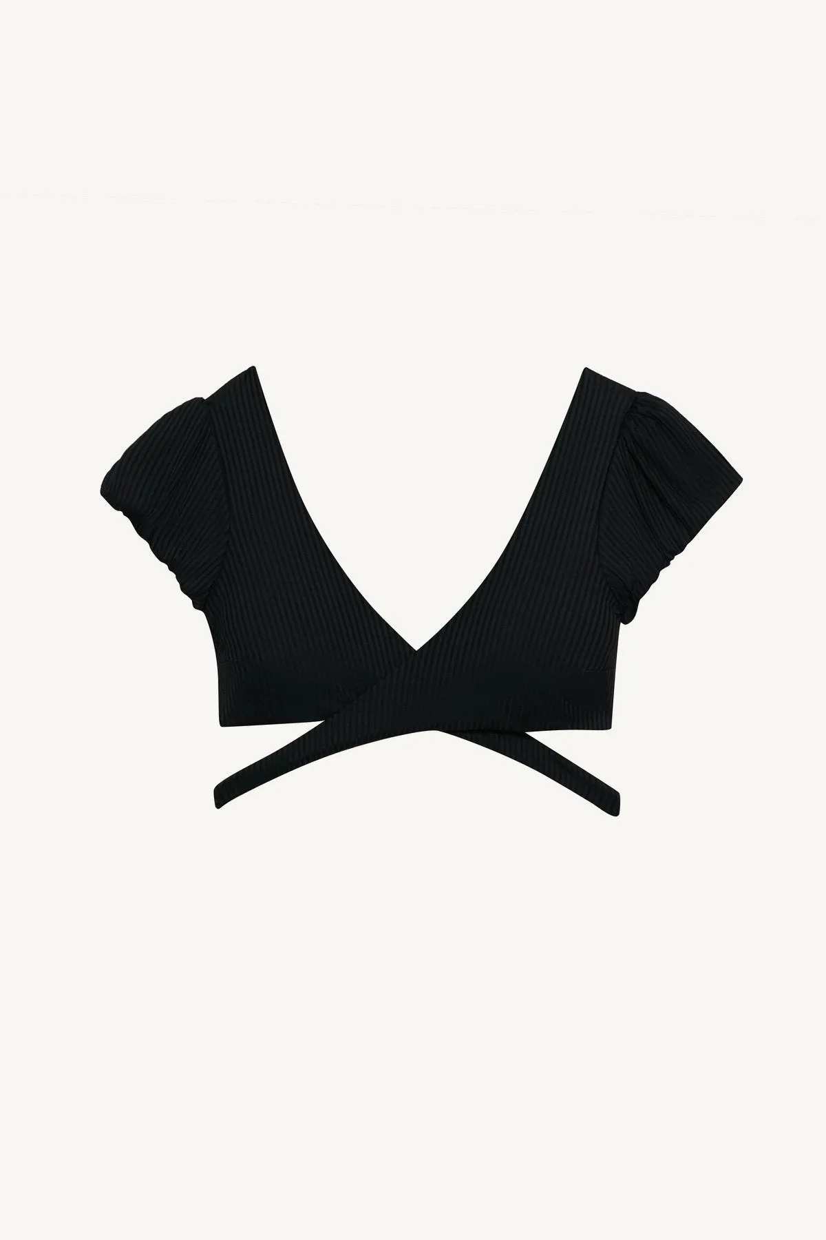 Aura Wrap Crop Top - Black EcoRib