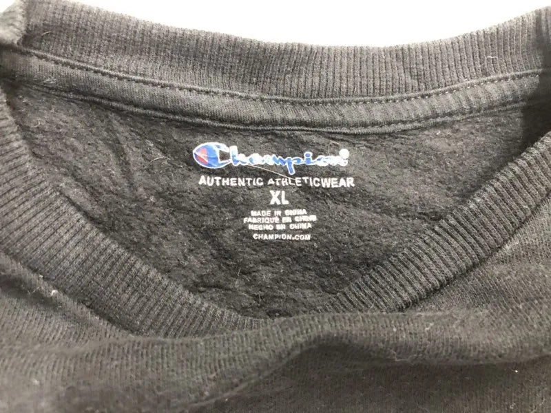 Champion Sweatshirt Mens XL Black Pullover Sweater Athleticwear Spellout Logo