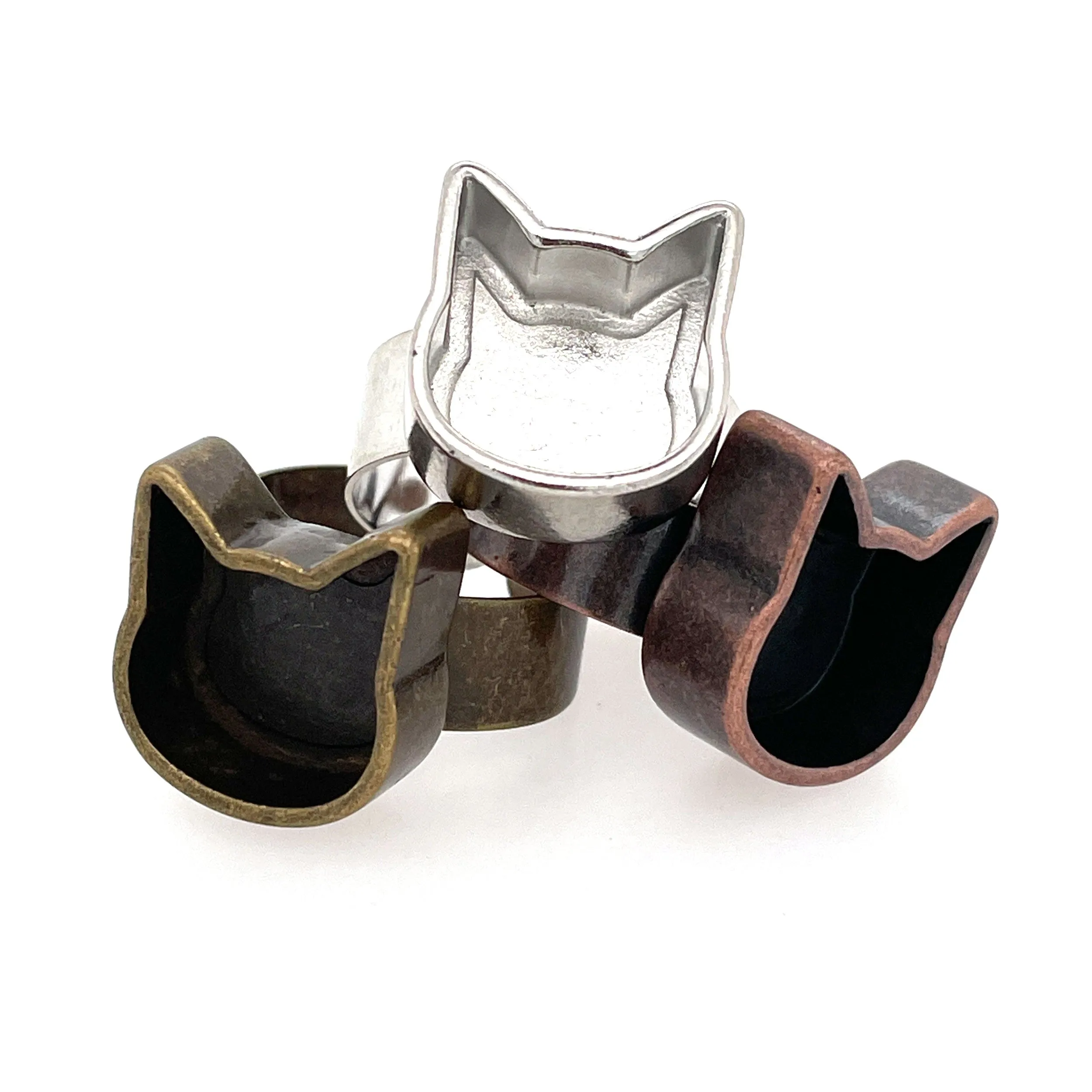 Copper Cat Head Deep Closed Bezel Ring