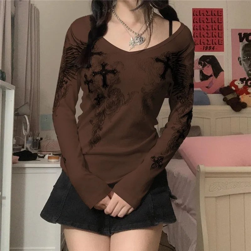 Grunge Long Sleeve Chain T-shirt