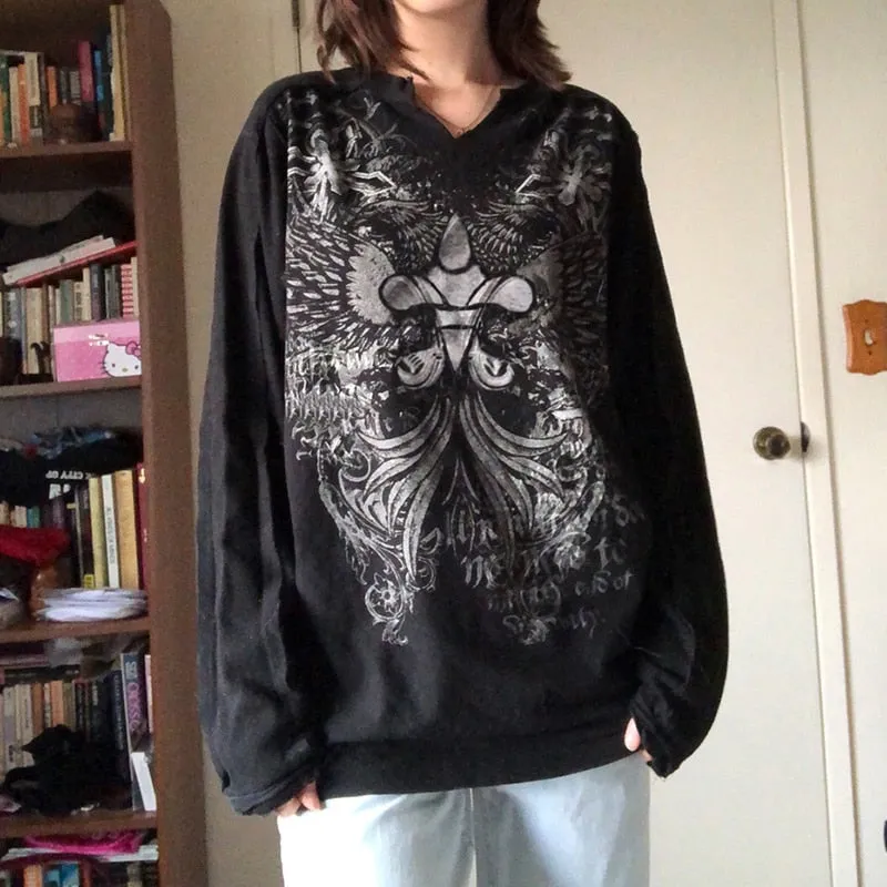 Grunge Long Sleeve Chain T-shirt