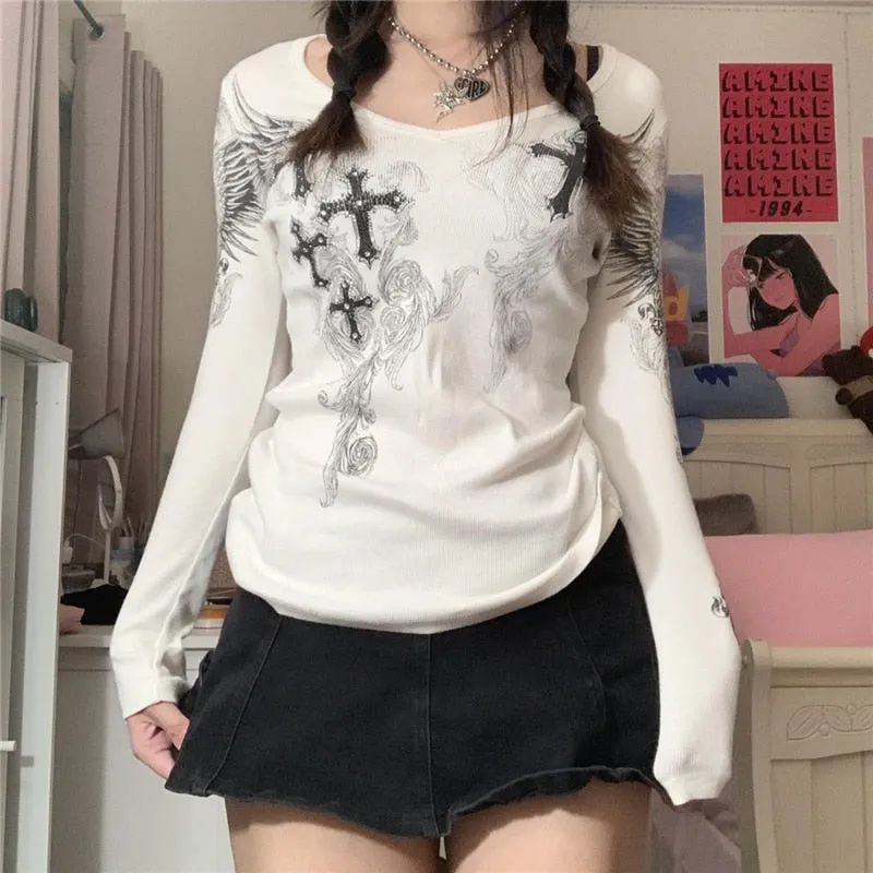 Grunge Long Sleeve Chain T-shirt