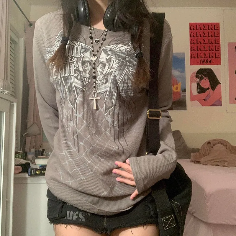 Grunge Long Sleeve Chain T-shirt