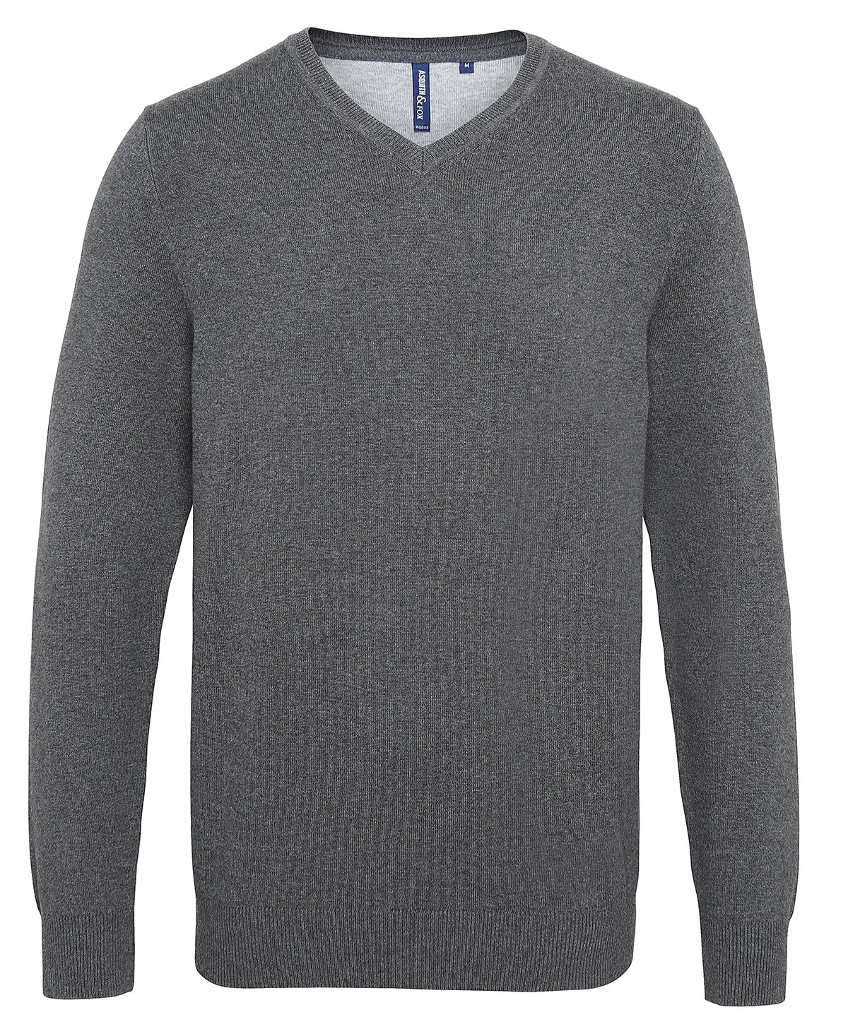 Mens cotton blend v-neck sweater | Charcoal