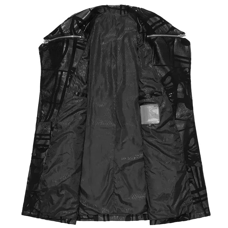 Natural Sheepskin Leather Men's Trench Coat
