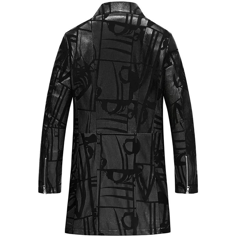 Natural Sheepskin Leather Men's Trench Coat