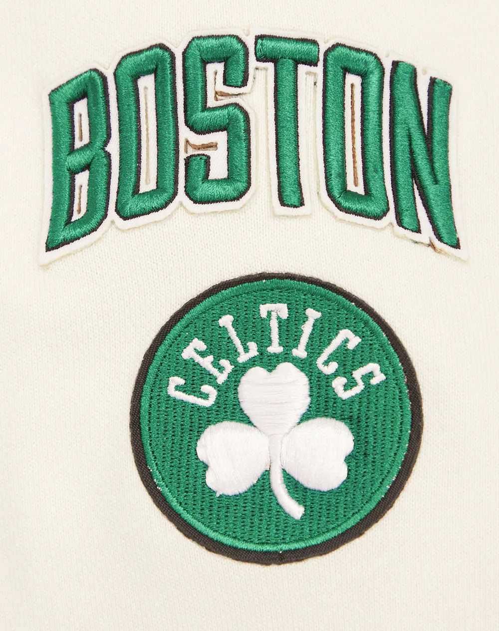 NBA BOSTON CELTICS RETRO CLASSIC WOMEN'S RIB CROPPED PO HOODIE (EGGSHELL/ KELLY GREEN)