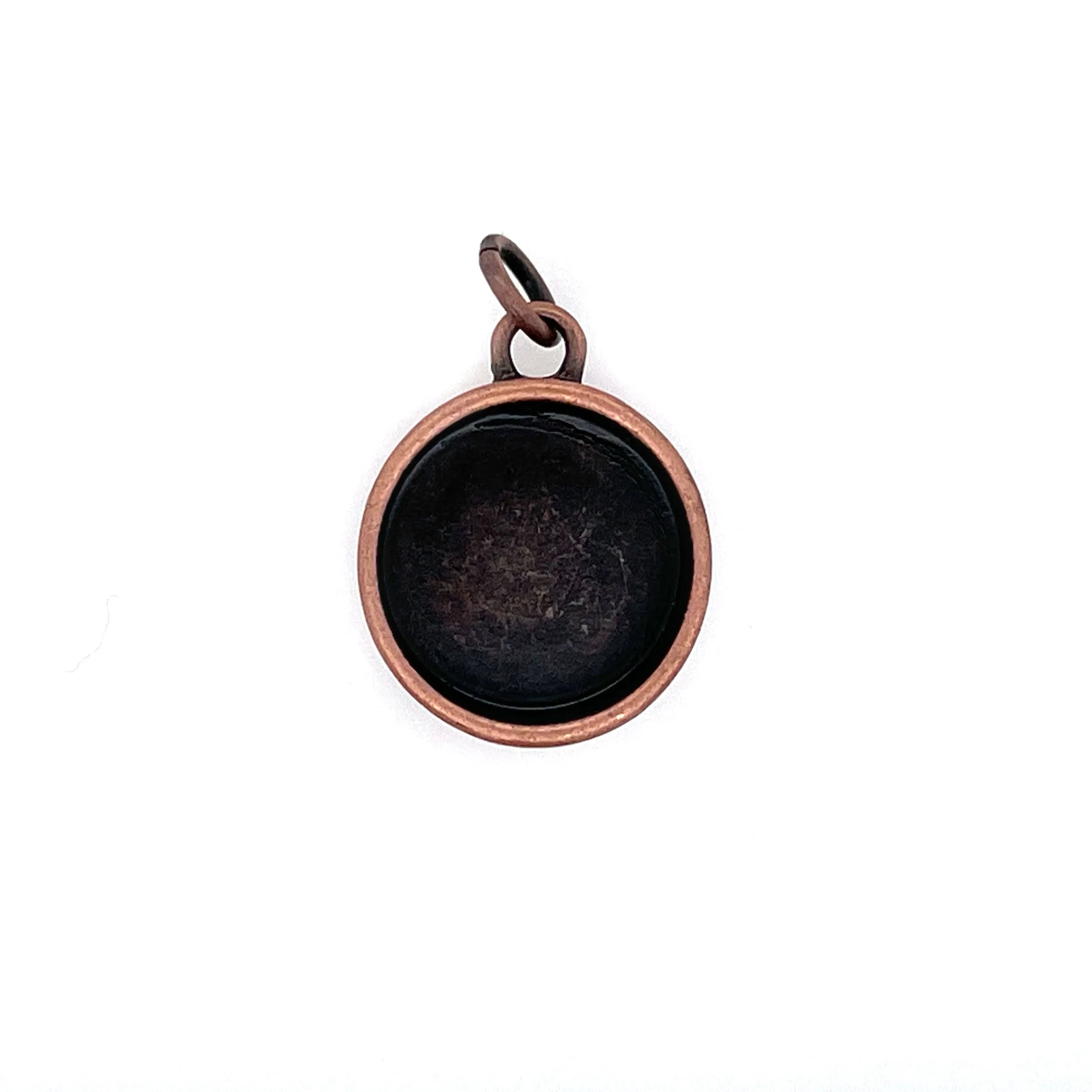 Ox Copper Round Deep Closed Bezel Charm