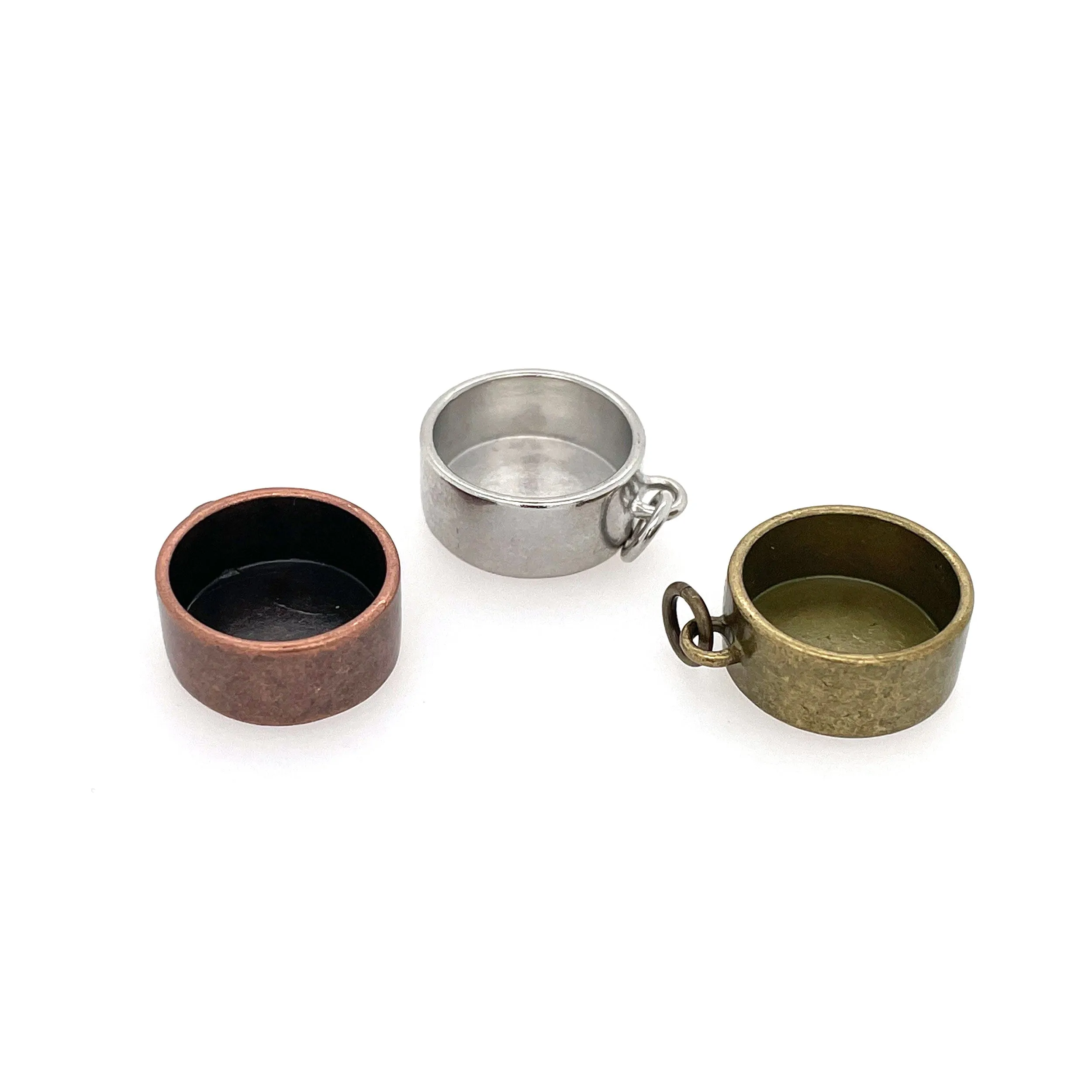 Ox Copper Round Deep Closed Bezel Charm