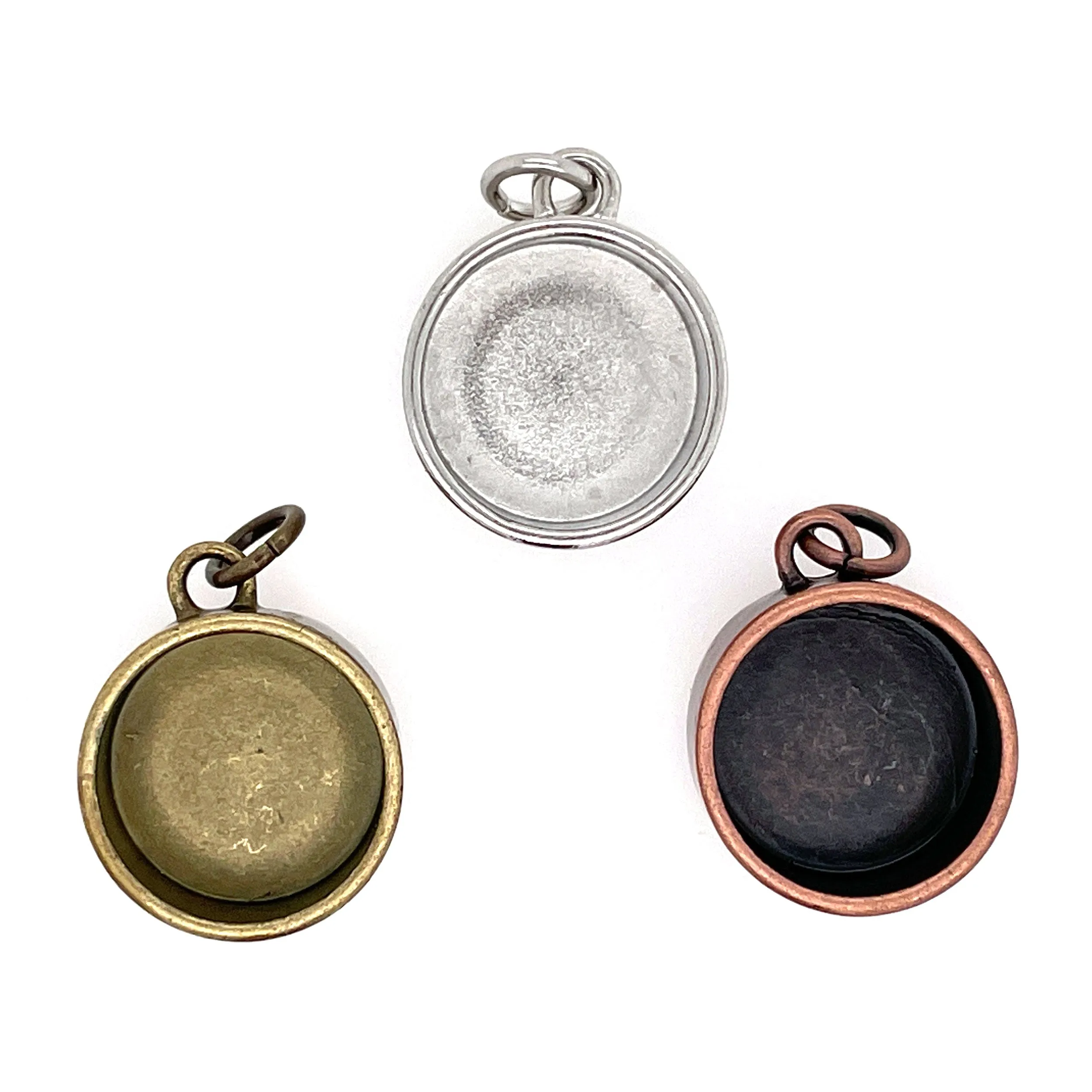 Ox Copper Round Deep Closed Bezel Charm