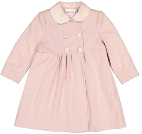 Powder Pink Bow Coat with Velvet Trim