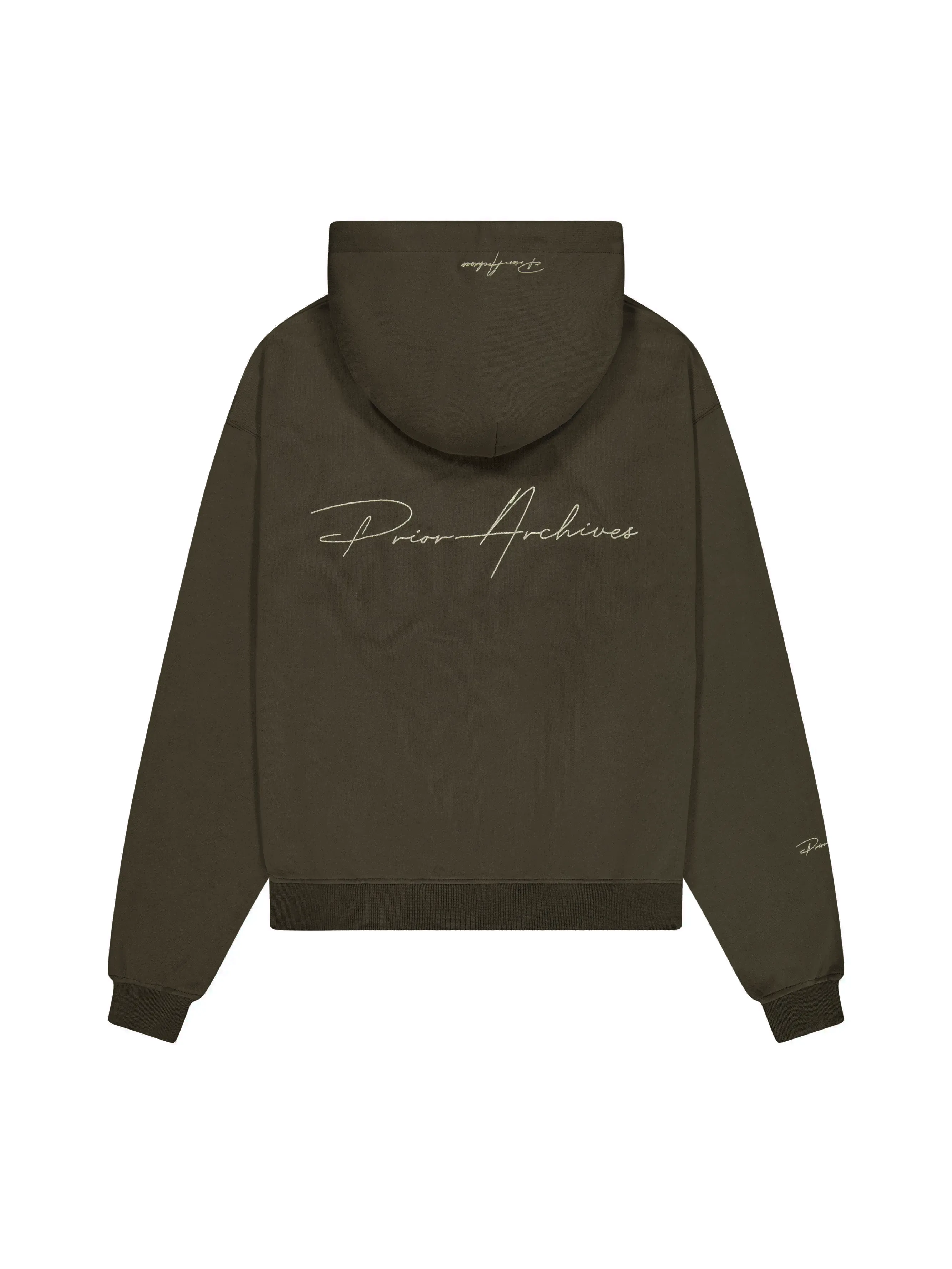 Prior Embroidery Logo Oversized Cropped Hoodie Oil