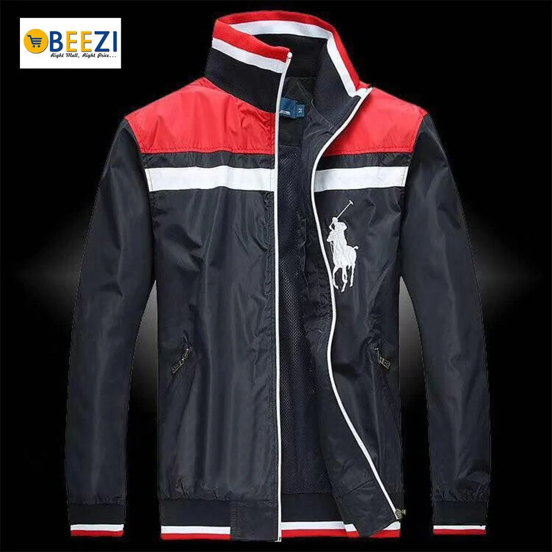 PRL Men's NavyBlue Red Longsleeves Track Jacket