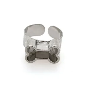 Silver Bone Deep Closed Bezel Ring
