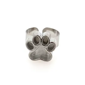 Silver Paw Deep Closed Bezel Ring