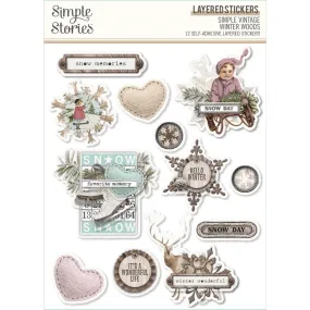 Simple Stories - Simple Vintage Winter Woods Layered Stickers - 12 pack*