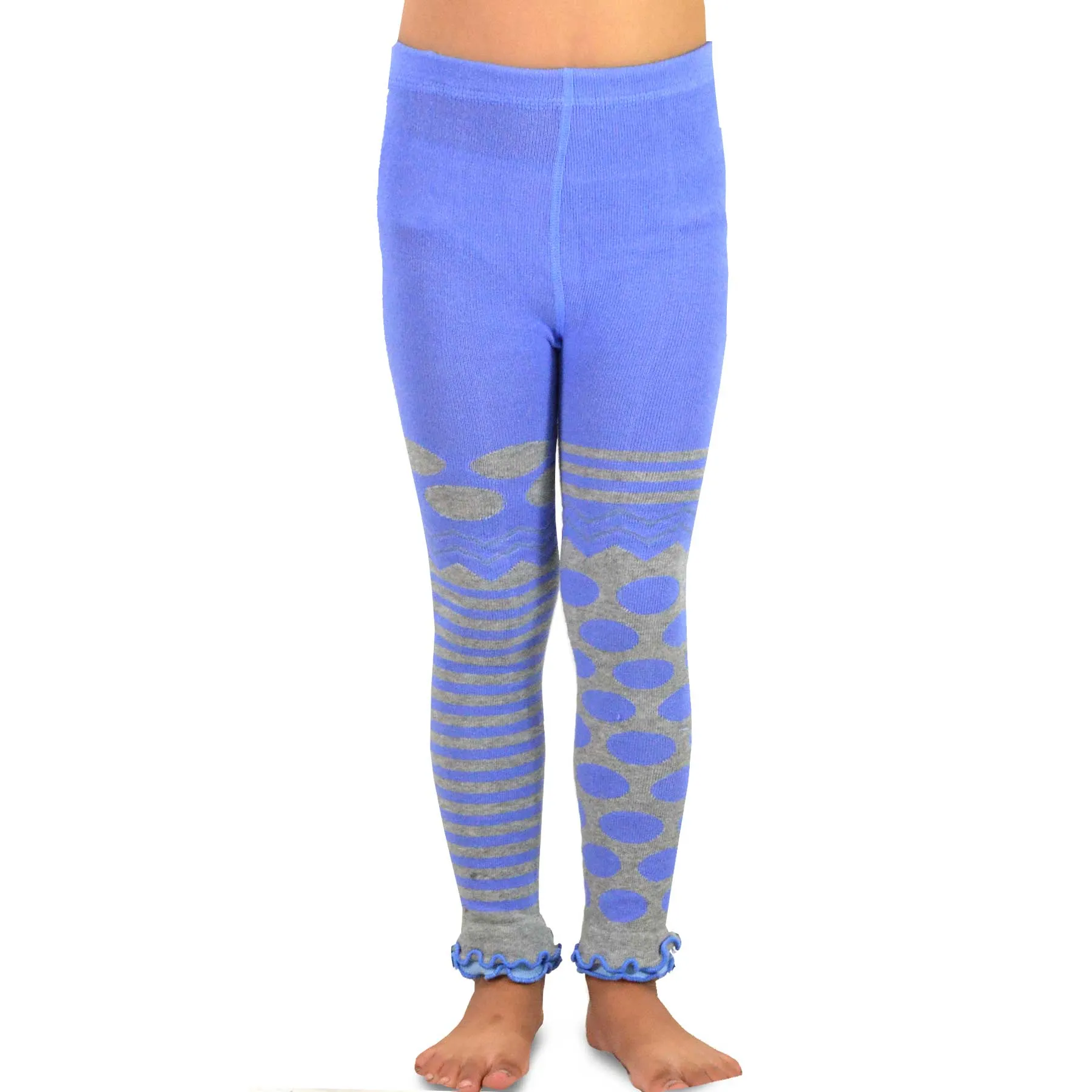 TeeHee Little Girl's Casual Cotton Footless Tights Wild Dots and Stripes 3-Pack 6-8 Years (70683)