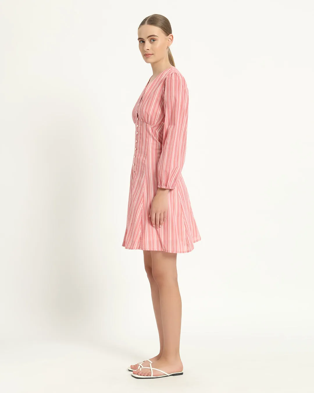 The Dafni Coral Streak Cotton Dress