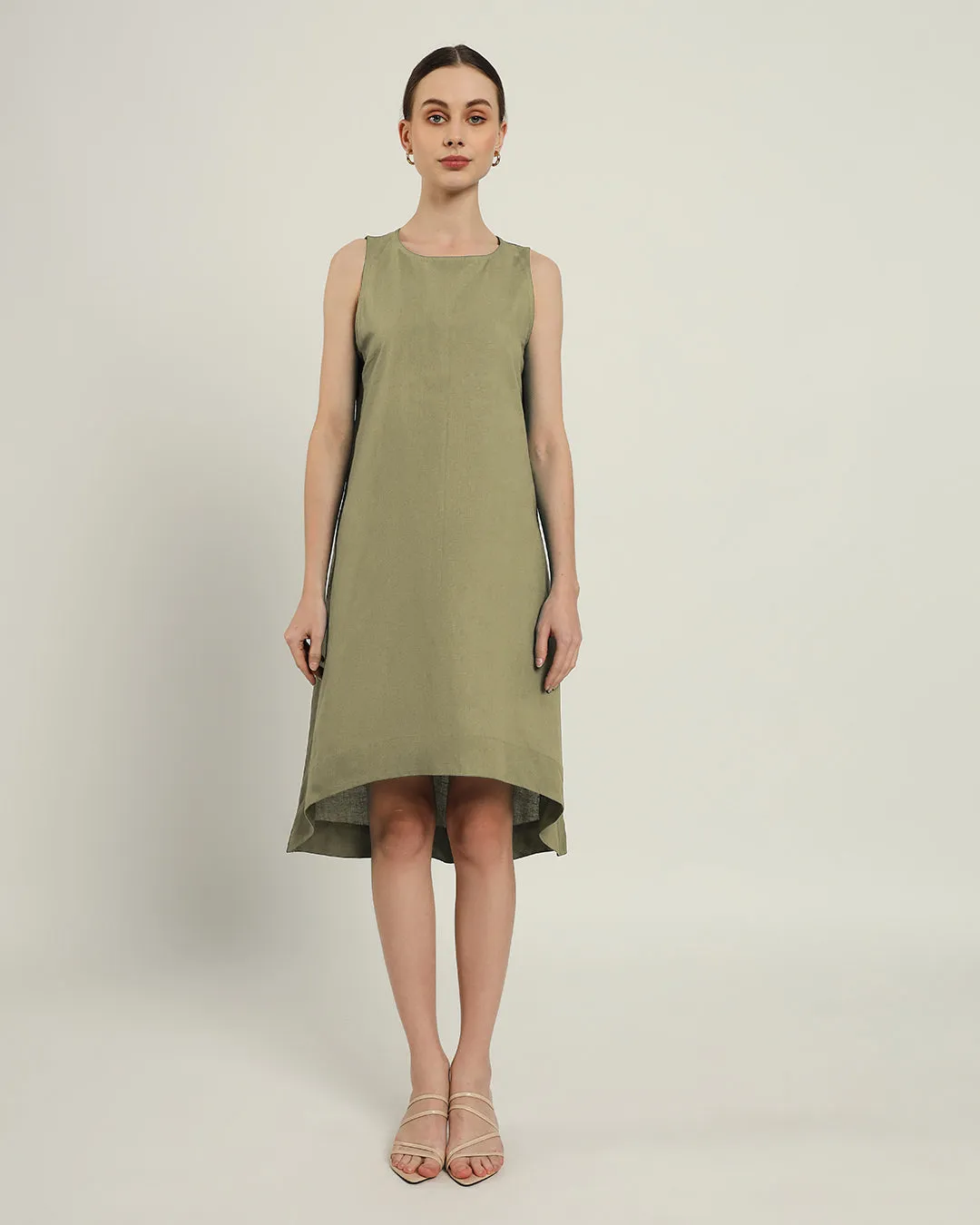 The Odesa Daisy Olive Linen Dress