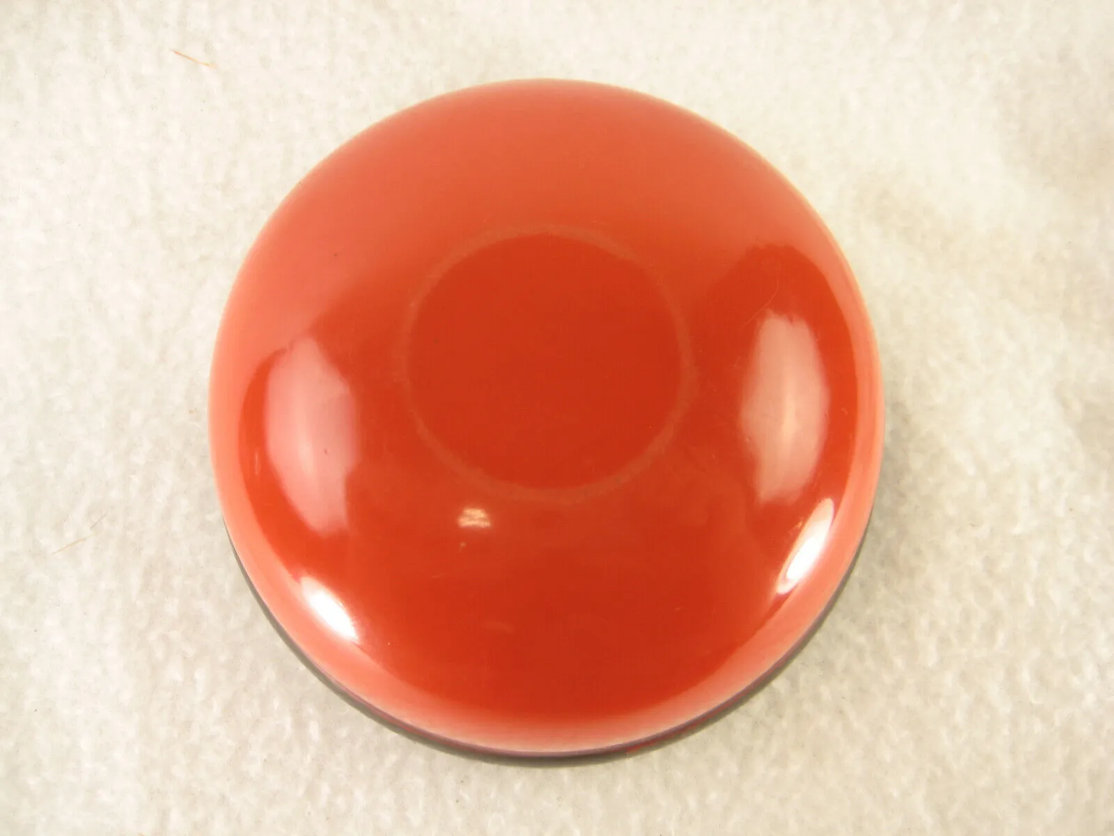 Vintage Japanese Round Red & Maki Tasseled Lacquer Lidded Box Shochikubai 4.5"