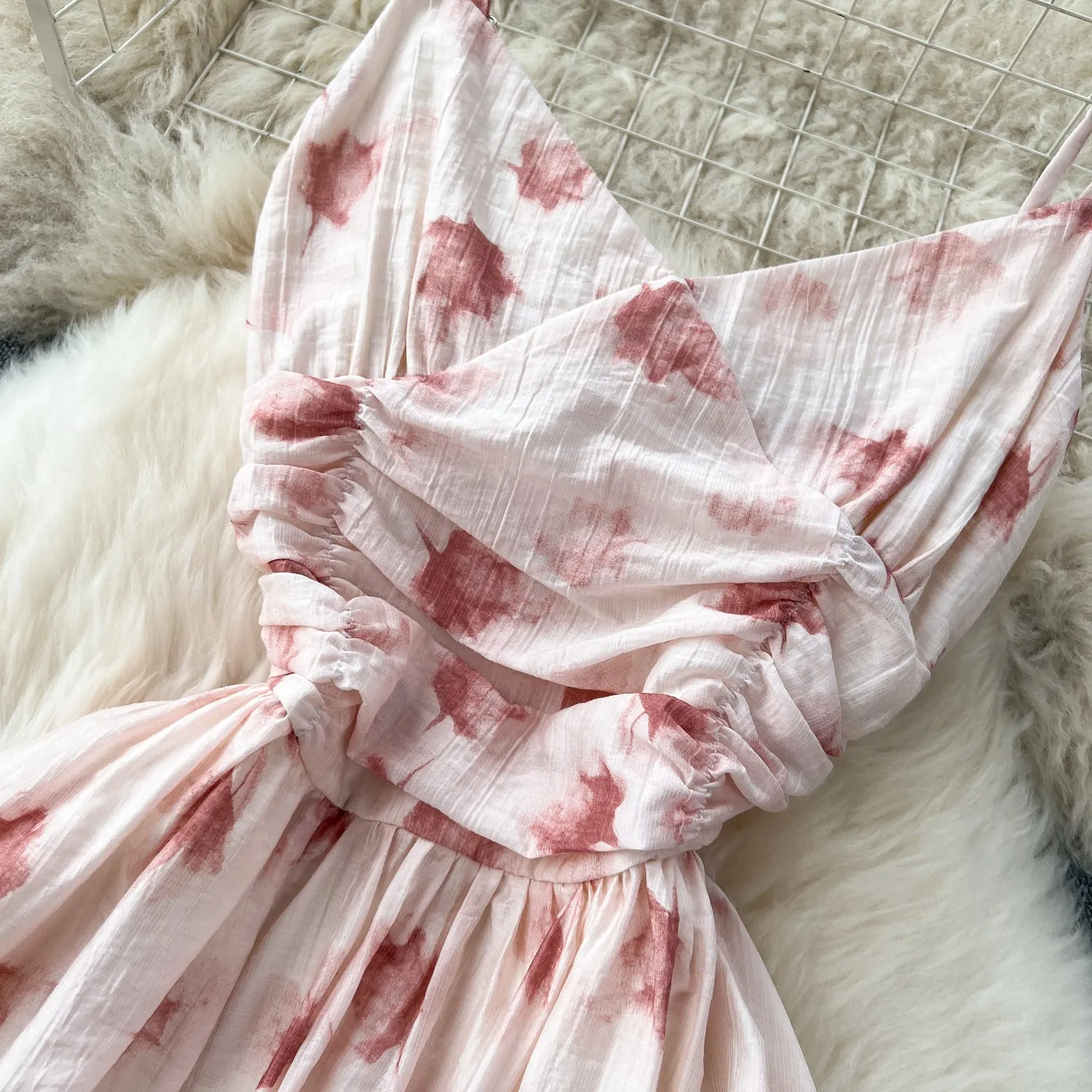 Vintage Ruffled Printed Slip Dress