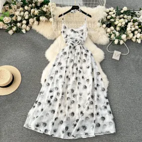 Vintage Ruffled Printed Slip Dress