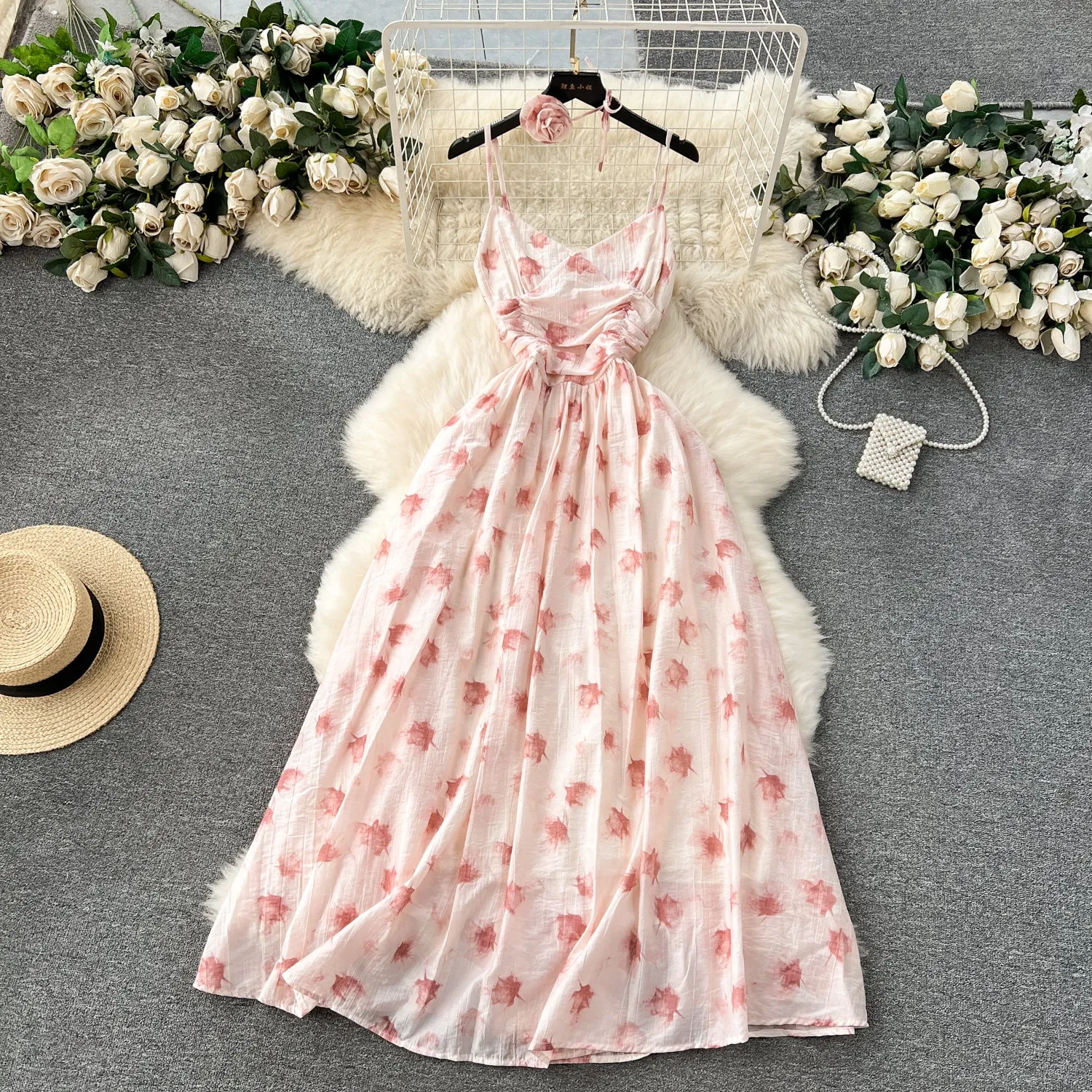 Vintage Ruffled Printed Slip Dress