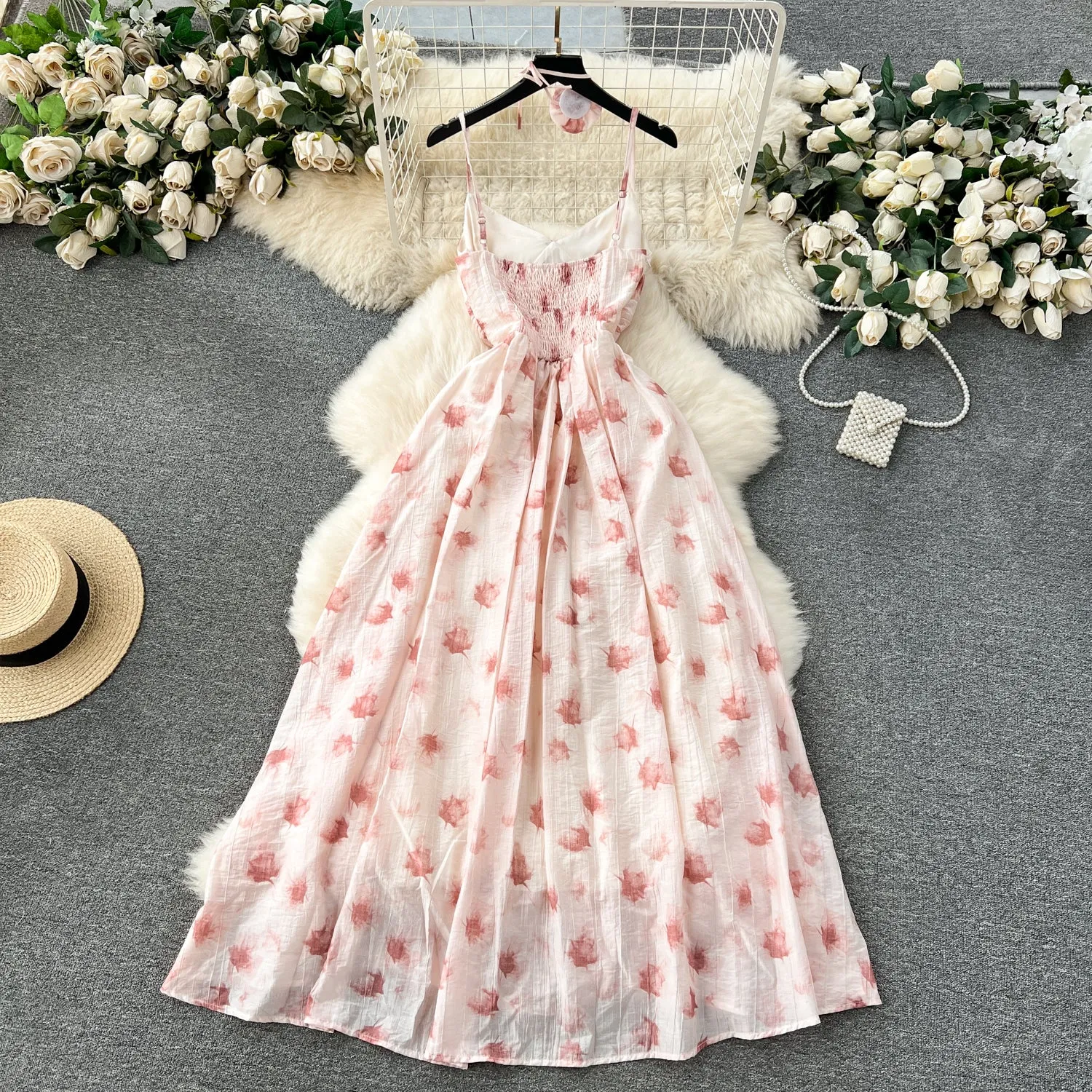 Vintage Ruffled Printed Slip Dress