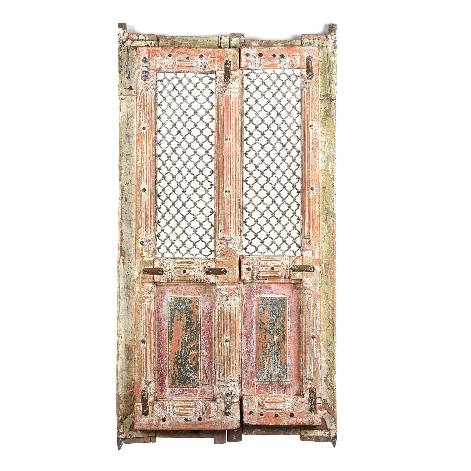White Painted Jali Doors From Gujarat - 19th Century