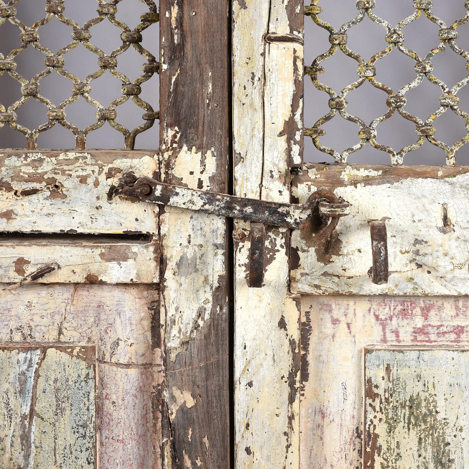 White Painted Jali Doors From Gujarat - 19th Century