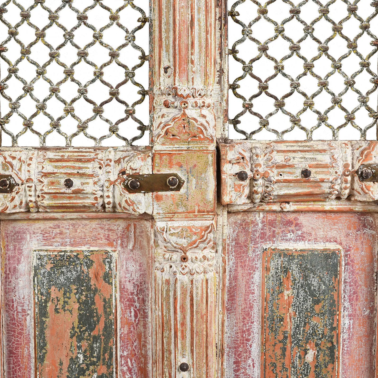 White Painted Jali Doors From Gujarat - 19th Century