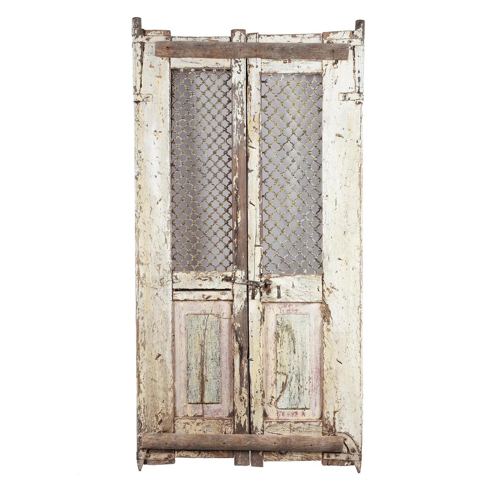 White Painted Jali Doors From Gujarat - 19th Century
